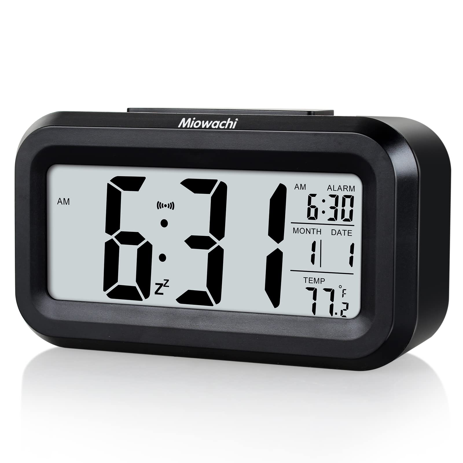 Photo 1 of Miowachi Black Digital Alarm Clock for Bedrooms Battery Operated,Snooze,Night Light Easy Setup Small Clock for Kitchens,Bathroom,Offices,Kids