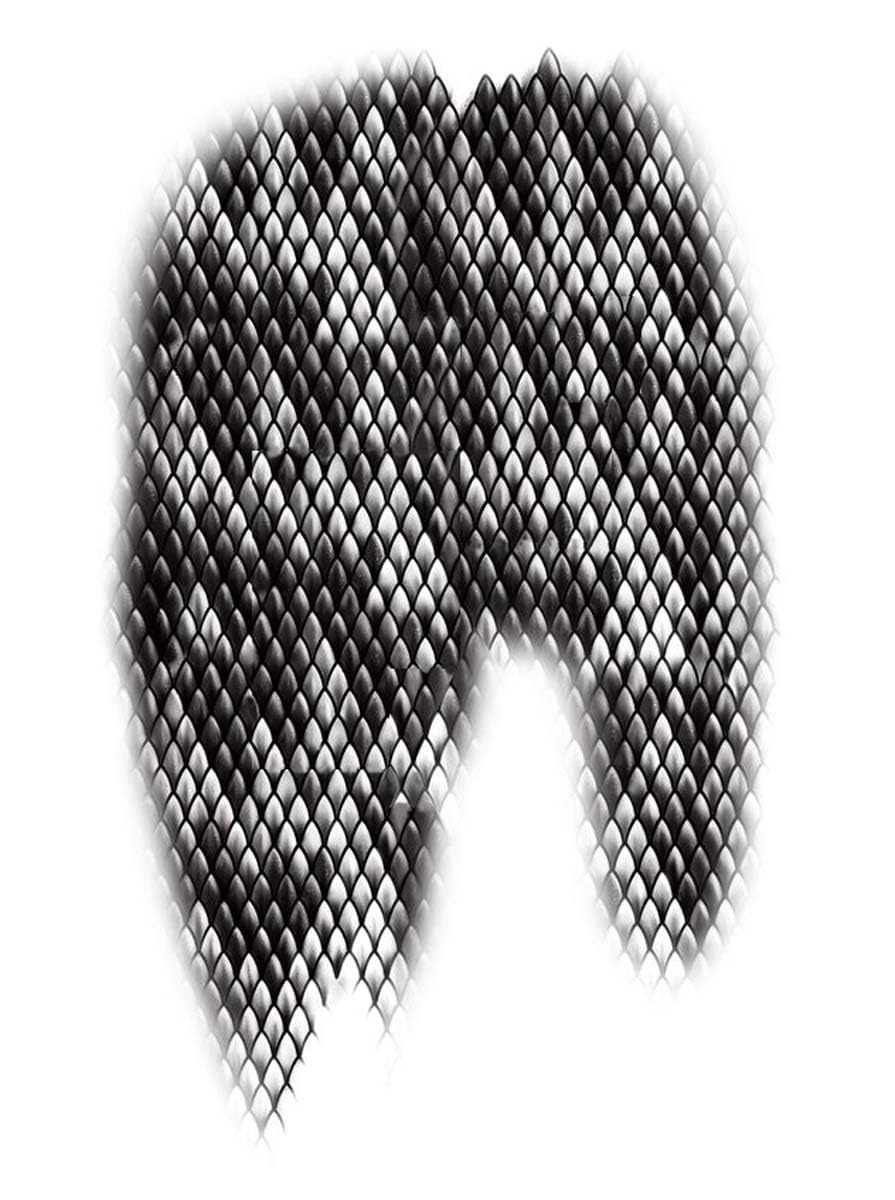 Set of 2 Snake Scales Tattoo Stickers, Black Temporary Fake Tattoos for Men and Women, Medium-Size