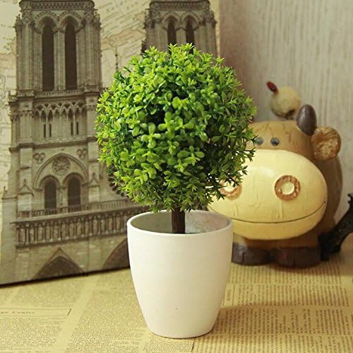 Zondam Set of 2 Artificial Potted Plant Silk Plant Faux Tree Flower in Plastic Pot Home Office decoration--Topiary Bush
