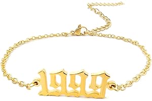 CSIYANJRY99 Birth Year Ankle Bracelets for Women,14K Gold Plated Birth Year Number Anklets Adjustable Chain Beach Foot Ankle Bracelets for Teen Girls Birthday Gifts
