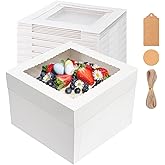 NEOACT 30 Pcs Cake Boxes, 12x12x8 Inch White Bakery Boxes with Window Cake Containers 12 Inch large Cake box for Birthday Party, Wedding,Tall Dessert Cardboard Boxes