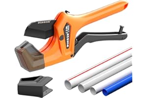 PINOZE PVC Pipe Cutter - 3 Inch Max Opening, Heavy-Duty Ratchet Pipe Cutter Tool with Stabilizer for PVC, PPR, PE, PEX, Plast
