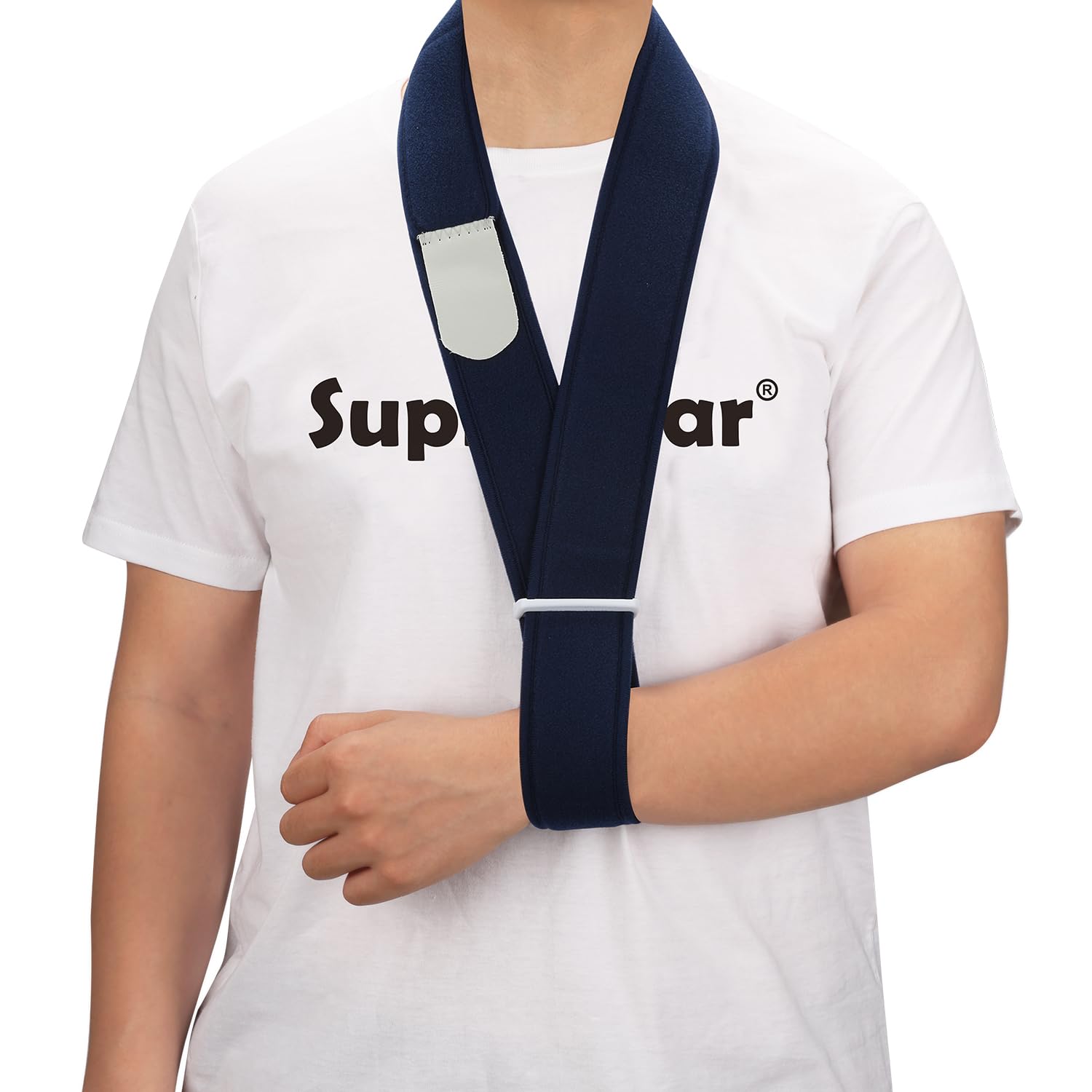 supregear Arm Sling, Adjustable Collar and Cuff Sling, Lightweight Simple Shoulder Immobilizer Arm Elbow Support Strap for Men Women, One Size Fits Most, Dark Blue