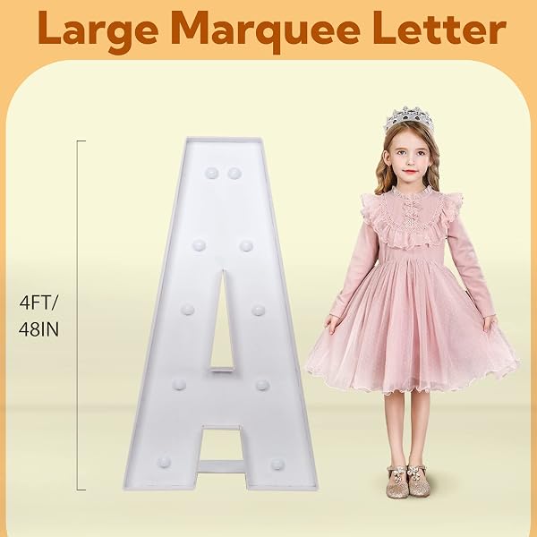 IMPRSV LIGHT UP LETTERS, 4FT MARQUEE LETTERS FOR BIRTHDAY WEDDING ENGAGEMENT PARTY DECOR, LARGE MARQUEE A FOR PARTY DECORATION ARCH KIT DECORATIONS