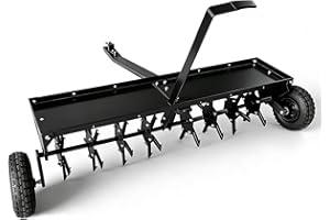 EliteEdge 48-Inch Heavy Duty Tow Behind Core Plug Aerator for Lawn with 3-Inch Spikes, All-Purpose Hitch & Inflatable Wheels 