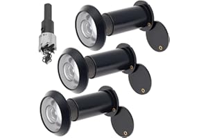 HOJLKLD Door Viewer Peephole, Solid Brass Peephole with 5/8" (16 mm) Drill Bit for 1-1/2" to 2-3/8" Doors, 200 Degree Wide Viewing Angle Peep Holes for Front Door with Privacy Cover (Black)