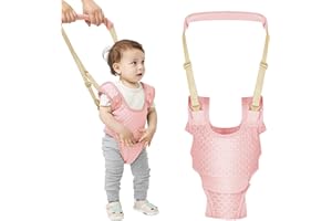 Huifen Baby Walking Harness, Handheld Kids Walker Helper with Detachable Crotch Adjustable Walker Harness Assistant Belt Baby Learning Walk Toddler Infant Walker 9-24 Months (Breathable Pink)