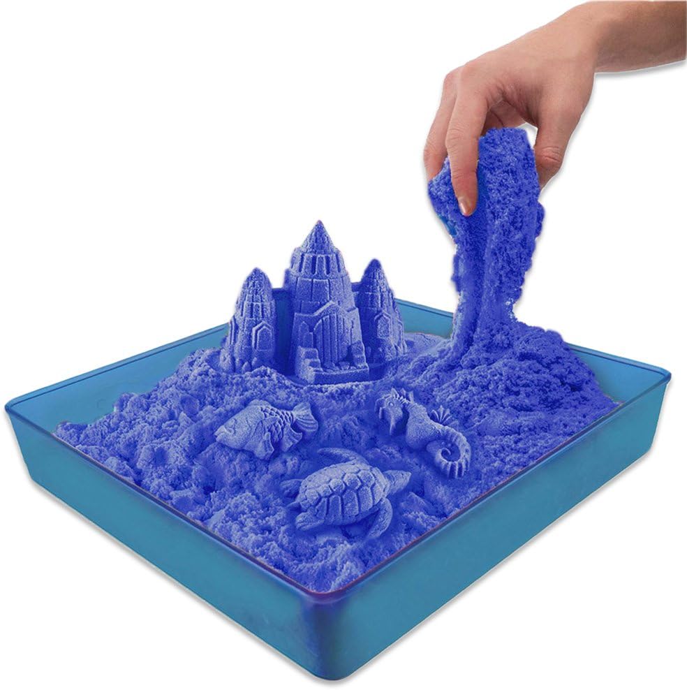 Sensory Sand Ultimate Set, Blue Sand - Over 3 Lbs of No Mess Magic Sand for Kids Toddlers (Blue Sand Kit)