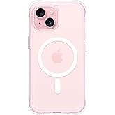 ORNARTO Air Case for iPhone 15 Clear, Compatible with MagSafe, Military-Grade Drop Protection Cover with Built-in Air-Pink