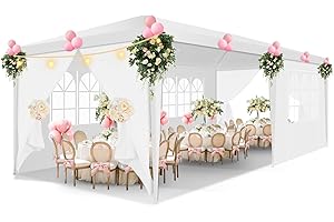 HOTEEL 10x20 Canopy Tent with Removable Sidewalls, White Tents for Parties Outdoor Party Tent Waterproof & UV Protection for Gazebo Shelter Carpas Wedding Events BBQ