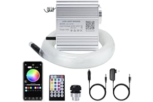 AKEPO 10W RGBW Fiber Optic Lights kit Twinkle+APP Control+Music Effect Star Ceiling Sky Light Kit for Car & Home, Optical Fiber Cable 200pcs 0.03in/0.75mm 9.8ft/3m + 28key RF Remote Control