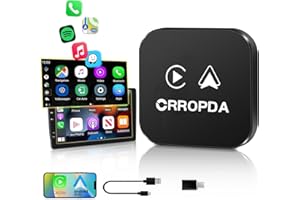 CRROPDA Wireless CarPlay Adapter 2024 Upgraded, Converts Factory Wired CarPlay & Android Auto to Wireless, Plug and Play Car Play Wireless Adapter, Compatible with iPhone & Android Multi-User Seamless (Black)