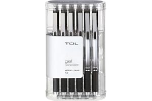 TUL Gel Pens, Retractable, Medium Point, 0.7 mm, Gray Barrel, Black Ink, Pack Of 12