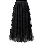 kydely Tulle Skirts for Women Long Length Tutu Fairy Tiered Skirt A Line Mesh Elastic Waist Skirts
