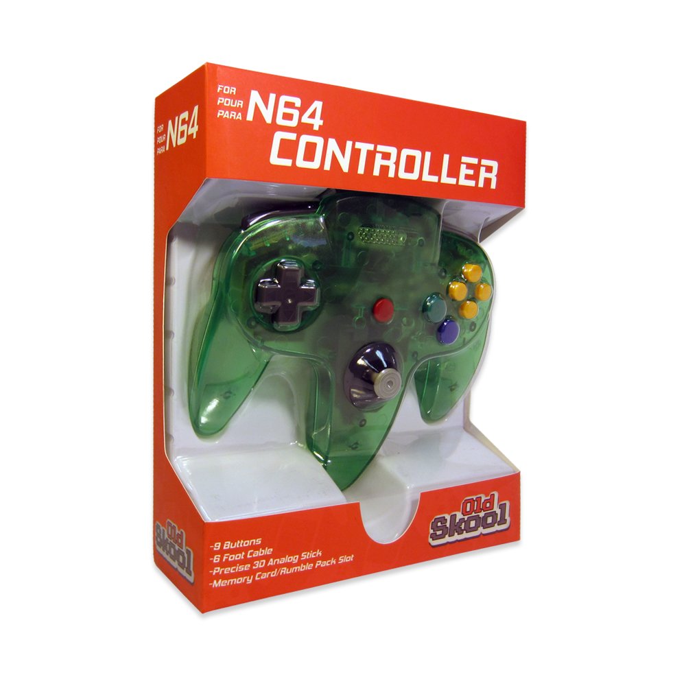 Old Skool Classic Wired Controller Joystick compatible with Nintendo 64 N64 Game System - Jungle Green