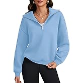 LYANER Women's Half Zip Long Sleeve V Neck Collar Drop Shoulder Pullover Casual Sweatshirts