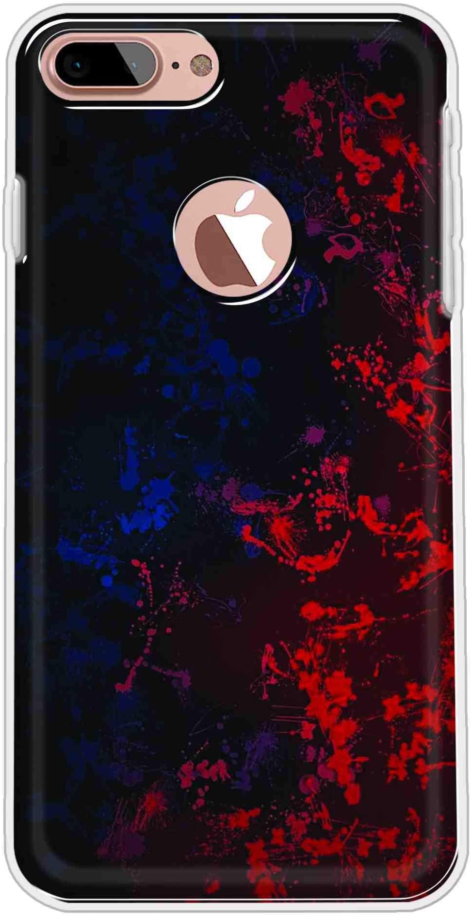 Vibey - Soft TPU Abstract - Printed Back Cover Case Compatible for Apple iPhone 7 Plus. One Tempered Glass Free