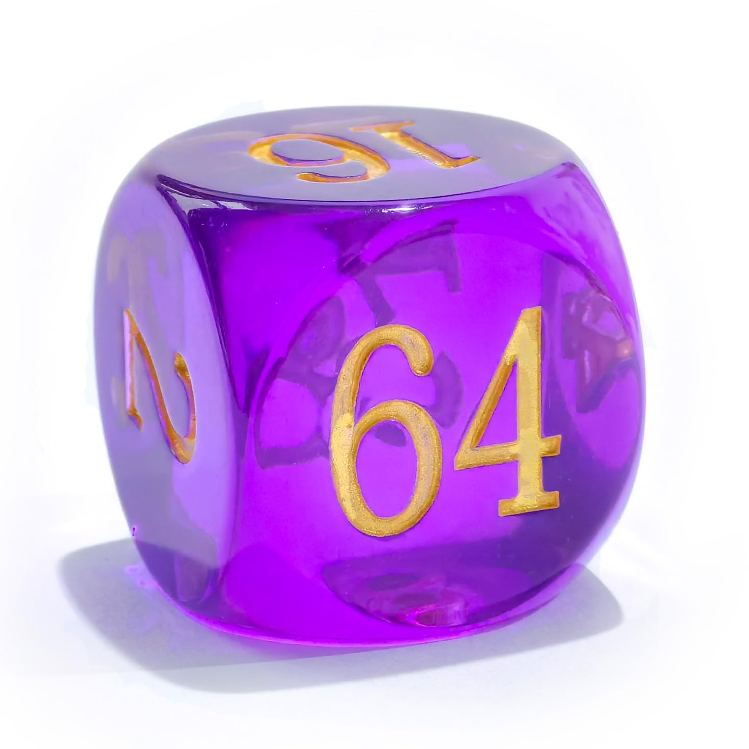 Big Translucent Backgammon Doubling Cube Dice 30MM, Large Backgammon Doubling Number Dice 1 3/16", Translucent Purple