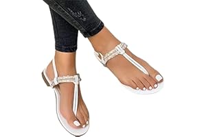 Lausiuoe Sandals For Women Dressy Summer Wide Width Flat Sandals Comfortable Casual Cute Beach Strappy Thong Flip Flops