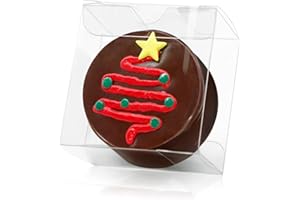 JOHOPACK 50pcs Clear Macaron Boxes Chocolate Covered Ore Cookie Boxes 2.17" x 2.17" x 1.38" Clear Favor Box Treat Pastry Box for Christmas Birthday Wedding