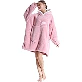 Wearable Blanket Hoodie for Women - Oversized Hooded Blanket for Adults Fluffy Plush Blanket Sweatshirt Warm Cozy Christmas Birthday Gifts for Mom Pink
