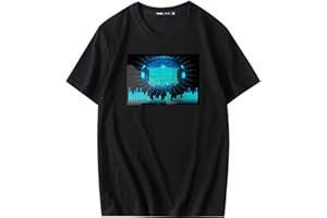 XWNGDAFEVF LED Equalizer Sound Activated Flashing Black T-Shirt(L, No4)
