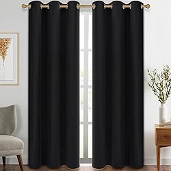 Diraysid Black Grommet Blackout Curtains for