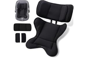 TinlyFinly Infant Insert Compatible with Doona, Graco, Britax, Chicco, Evenflo Car Seat, Adjustable Baby Head Body Support Cushion for Newborn to Toddler, Fits Infant Car Seat and Stroller (Black)