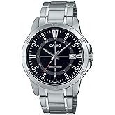 Casio MTP-V004D-1C Men's Stainless Steel Black 24 Hour Index Dial 3-Hand Analog Watch