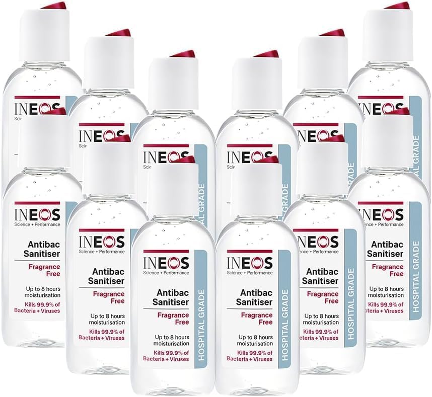 INEOS Sanitiser Pocket Gel 50 ml Fragrance Free Hospital Grade 12 Pack