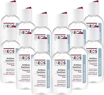 INEOS Sanitiser Pocket Gel 50 ml Fragrance Free Hospital Grade 12 Pack