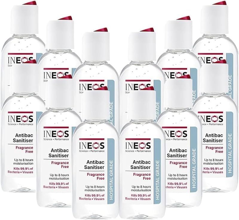 INEOS Sanitiser Pocket Gel 50 ml Fragrance Free Hospital Grade 12 Pack
