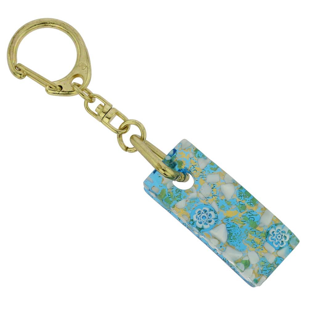Glass Of Venice Murano Glass Colors Stick Keychain - Aqua Gold