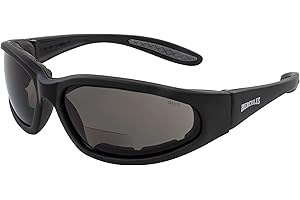 Global Vision Hercules Padded Motorcycle Safety Sunglasses ANSI Z87.1 Black Frame Smoke Lenses