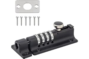 MEINUOKA Slide Bolt Latch for Gate, 4.8" Combination Sliding Lock for Door Security with 4-Digit, Bolt Lock for Gates, Sheds, Fences, Yards, Cabinets, Indoor/Outdoor Use, Black