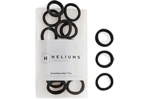 Heliums Small Hair Ties - Black - 2.5cm Seamless Mini Hair Ties No Damage, Ponytail Holders for Kids, Braids and Thin Hair - 