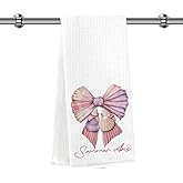Preppy Shell Clam Gifts Coquette Summer Kitchen Towels Summer Gifts Tropical Tea Coffee Dish Towels for Drying Dishes Drying Cloth Kitchen Bathroom Balcony