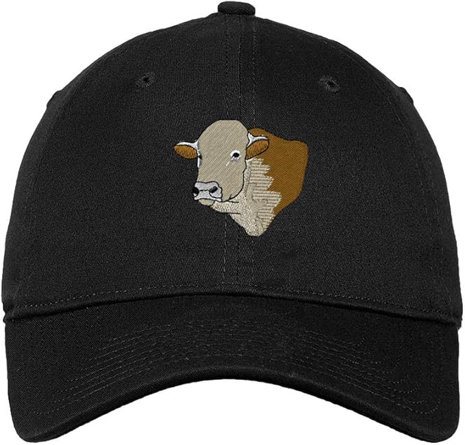 Soft Baseball Cap Hereford Bull Head Embroidery Animals Farm & Domesticated Twill Cotton Dad