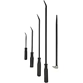 RM Tools 5 Piece Pry Bar Set – 8, 12, 18, 24-Inch Bars with Oversized Handles, Comes with 16-Inch Solid Steel roll Type pry b