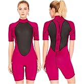 FLEXEL Women Wetsuit Shorty, 2mm 3mm Neoprene Shorty Sleeve Wet Suits for Men in Cold Water for Scuba Diving Surfing Swimming Snorkeling