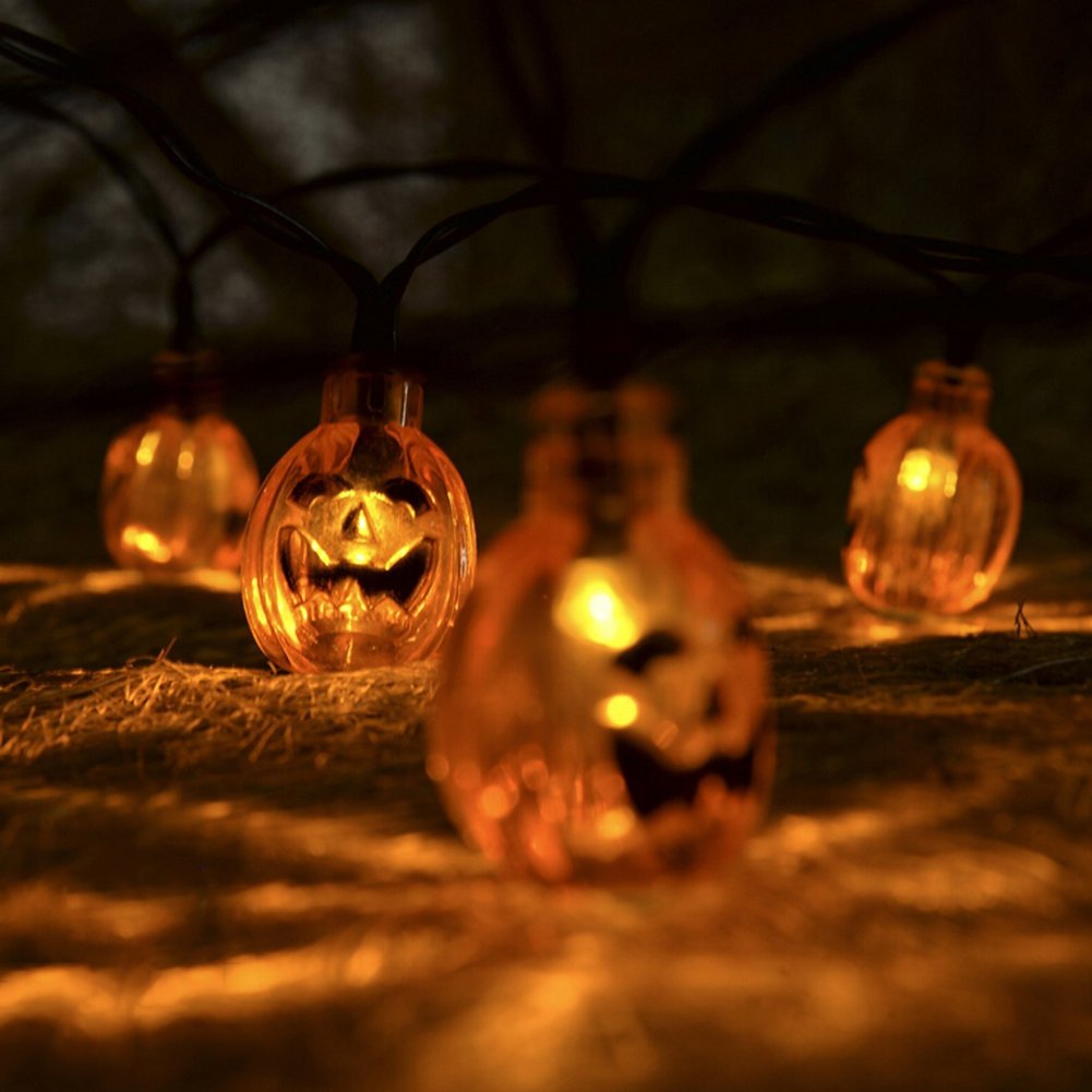 Halloween Pumpkin String Lights, PUAO Waterproof Solar Festive Fairy Jack Lights Decoration，30/