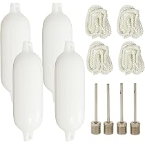 Kit De 4 Pare-chocs Gonflables Nervurés Pour Bateau Avec Cordes - Protection Amarrage