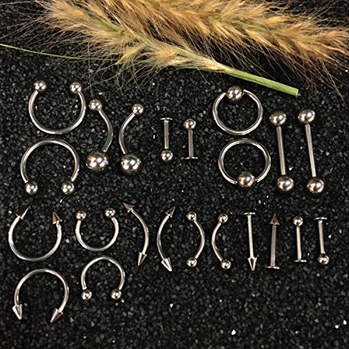 BodyJ4You 200PC Body Piercing Kit Lot 14G 16G Belly Ring Labret Tongue Tragus Barbells Mix Jewelry
