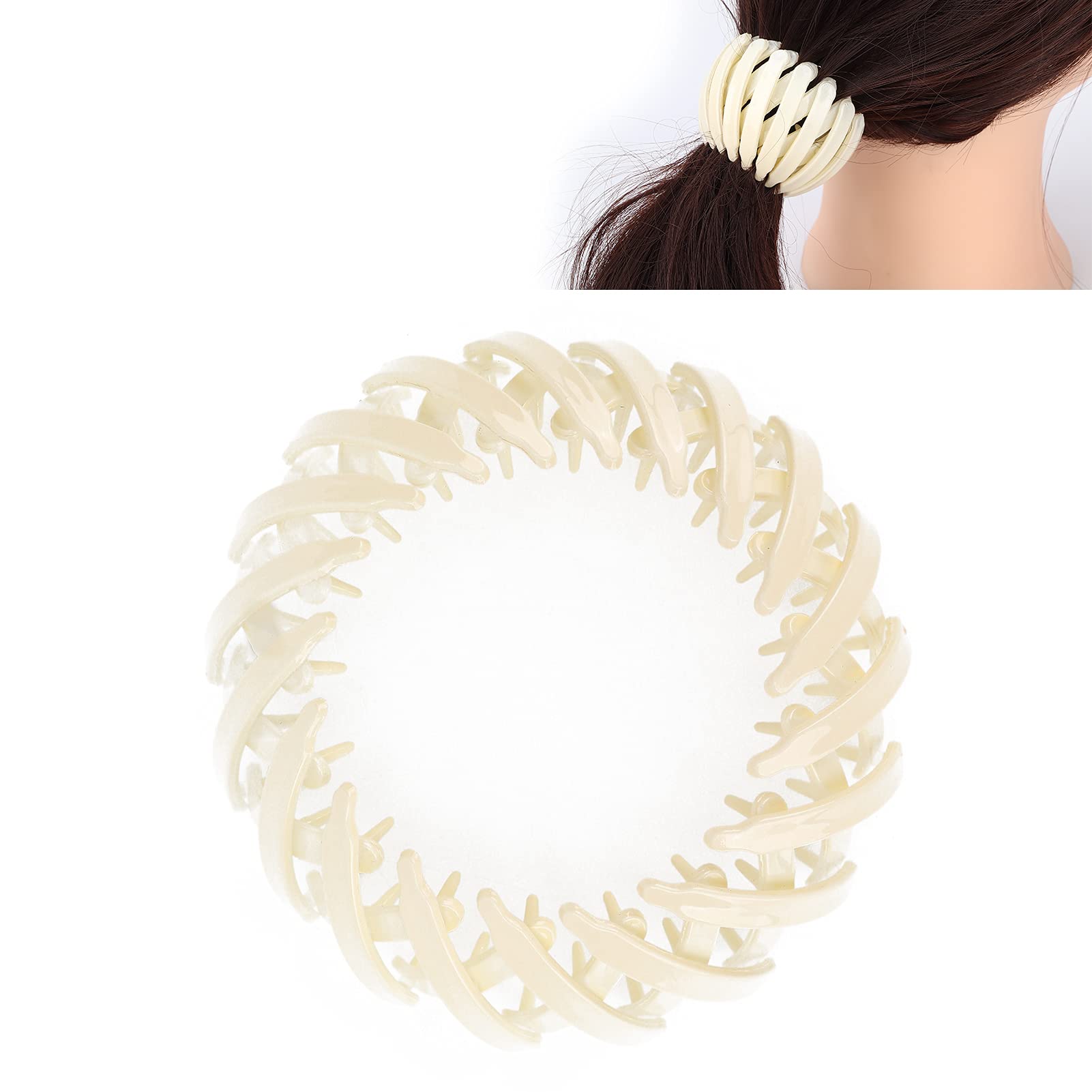 Bird's Nest Hair Clip,Bird Nest Shaped Hair Clips Expandable Bun Ponytail Holder Hair Claw Clamp Accessories for Women Girls Hair Accessories(Off-white)