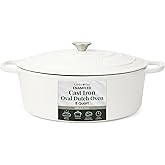 Larder & Vine Enameled Cast Iron 8 qt Dutch Oven Pot with Lid | Bread Baking | Compatible on All Cooktops & Oven Safe to 500°