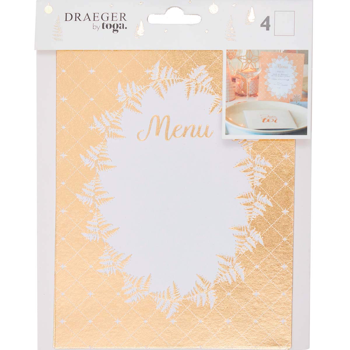Toga Menu, White/Gold, 13,5 x 18 cm