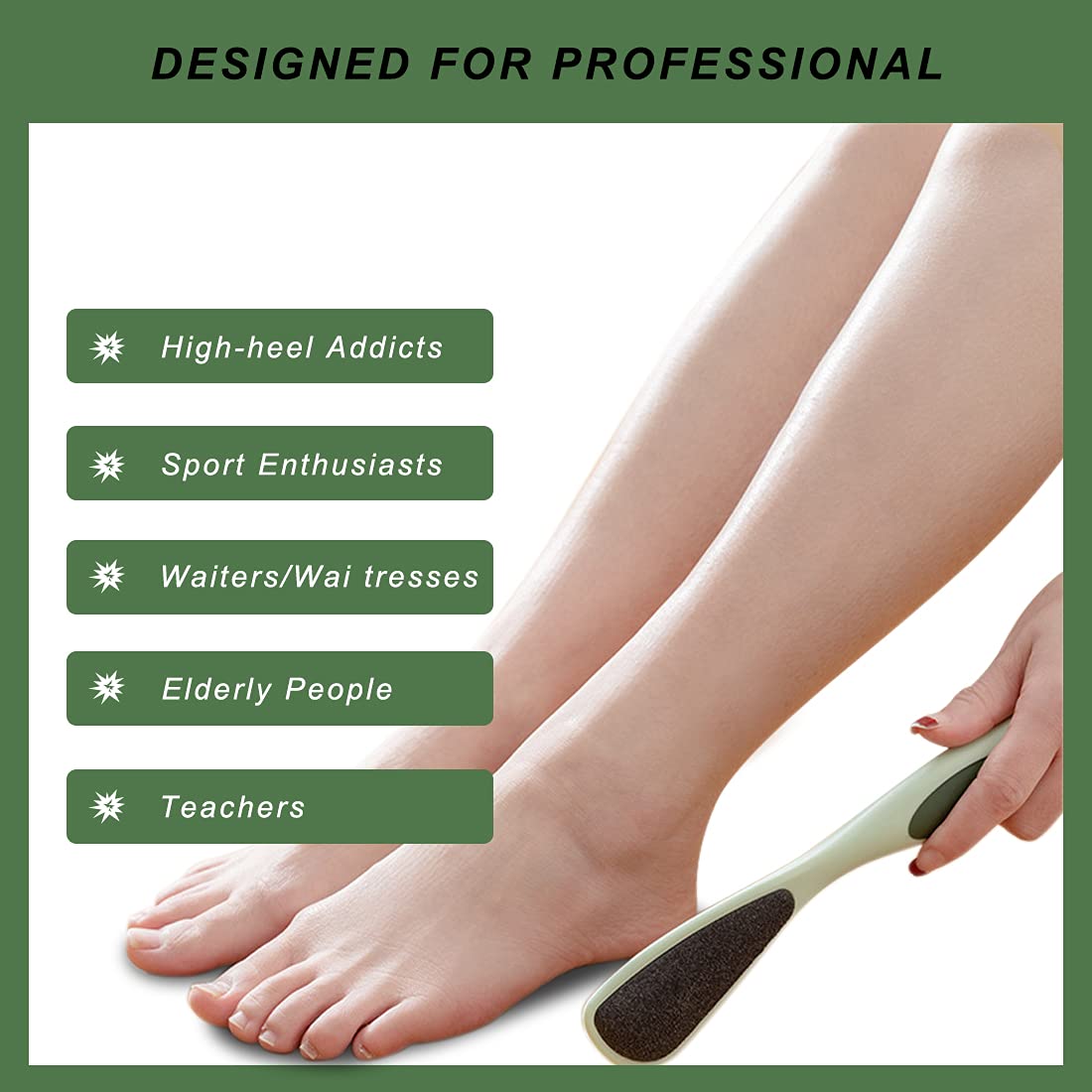 KLLENAKIY Double Sided Foot Pumice Stone, Feet Pumice Scrubber with Handle, Relieve Foot Fatigue and Stress, Suitable for Home Foot Care (Green): Beauty