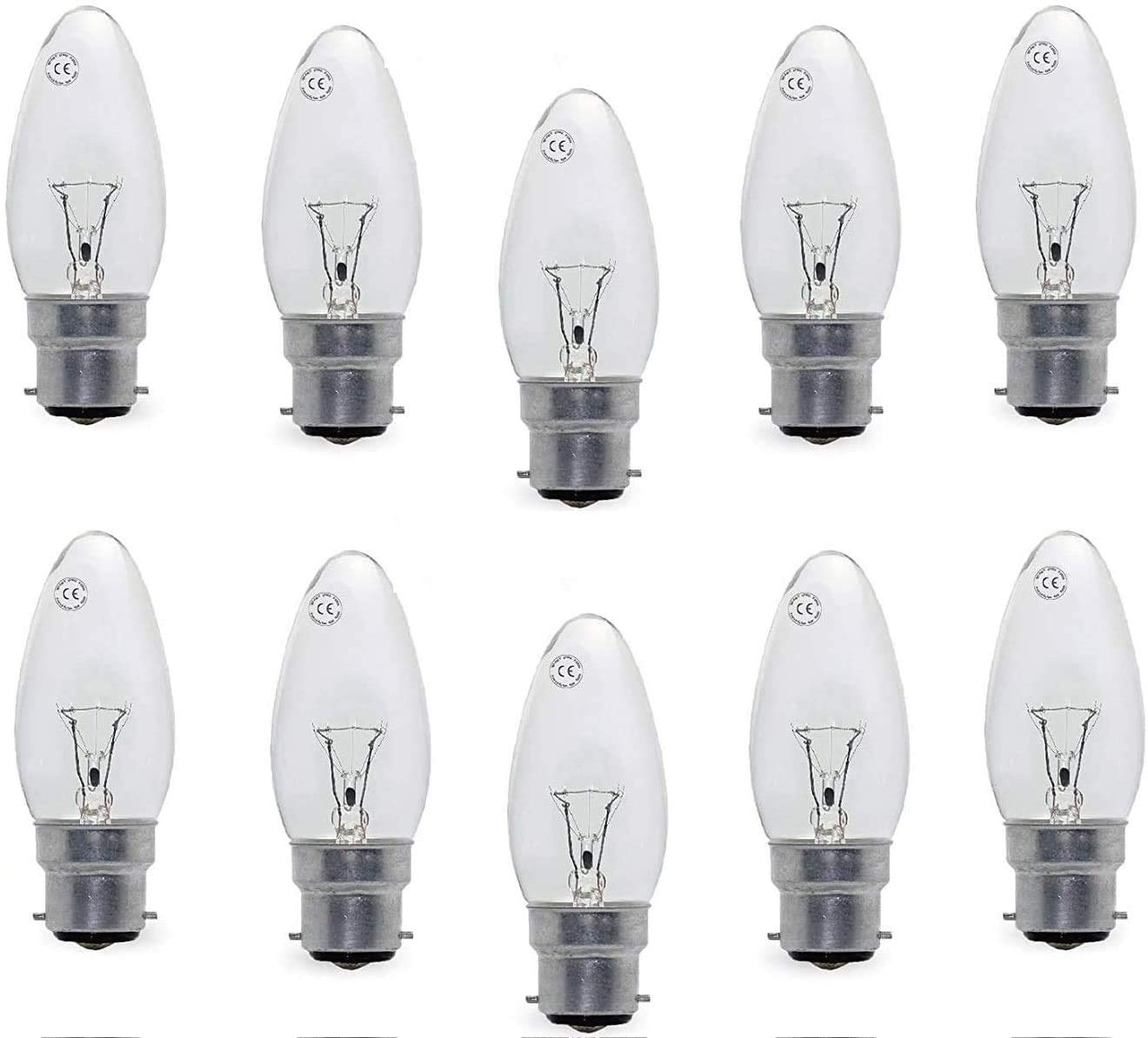 20x 40W Clear Candle Ball Bulb (BC Base) 240V - FREE POSTAGE + PACKAGING