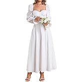 JKMNAO Women High Slit Long Sleeve Maxi Dress Fall Wedding Guest Sweetheart Neckline Casual Long Dresses