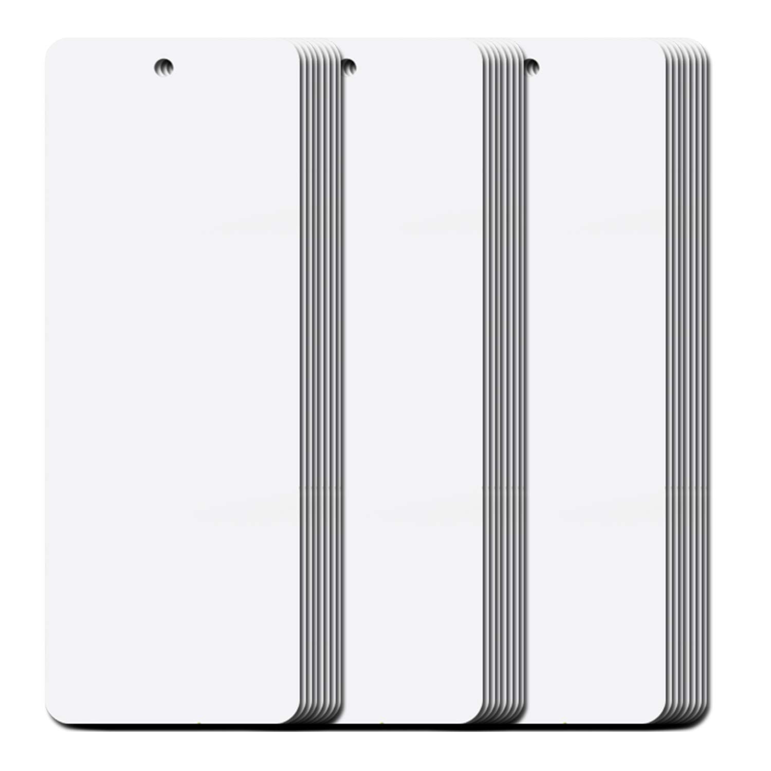 Teemico 96 Pcs Kraft Paper Blank Cardstock Bookmarks with Hole for String or Tassel for DIY Projects and Gifts Tags, White, 5.5 by 2 inch (White)